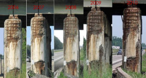 Effects of corrosion from 2006 to 2011.
